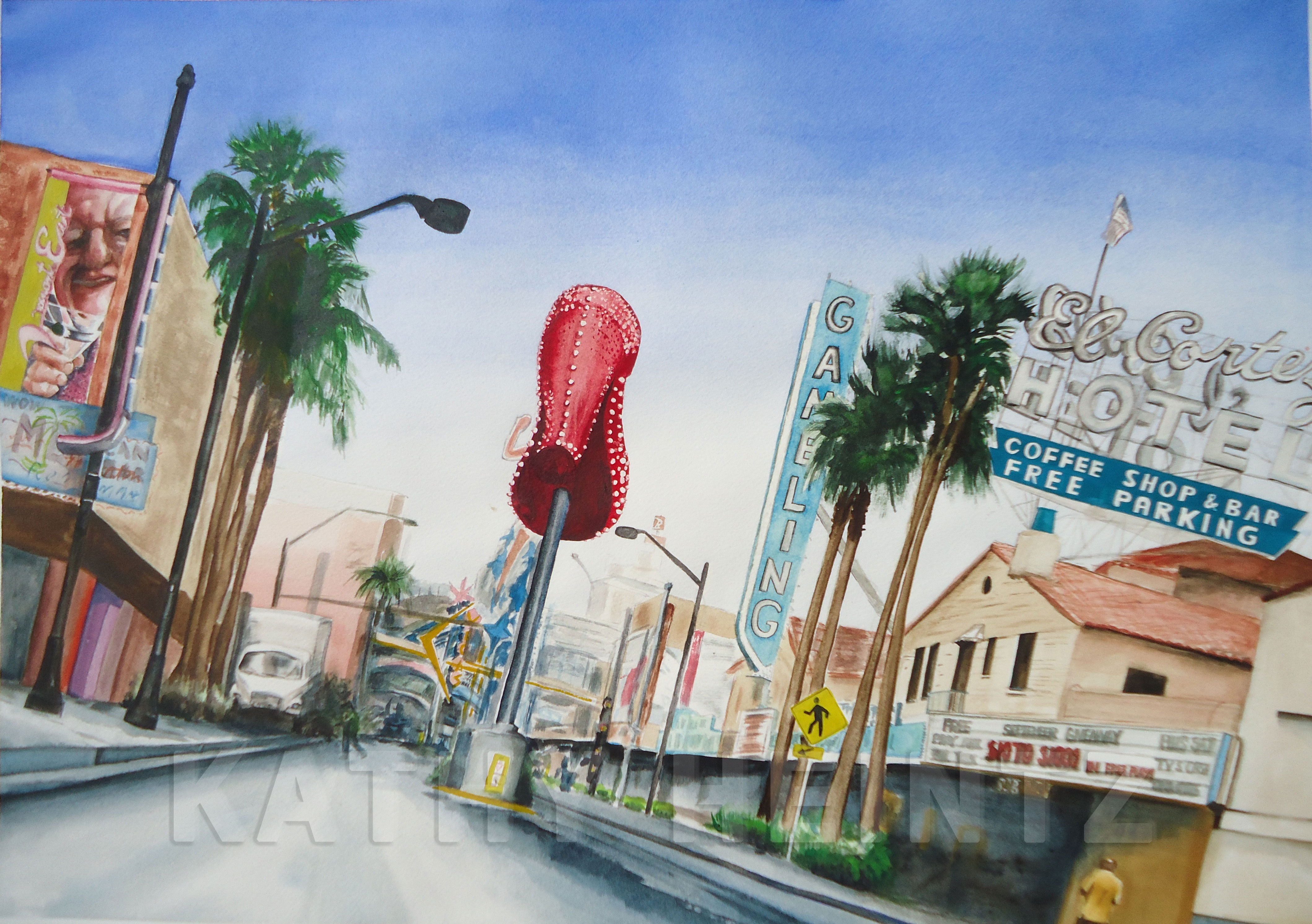 El Cortez sign, watercolor